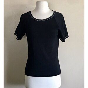 Vintage Pierri New York Black Embellished Top‎ Size XL
